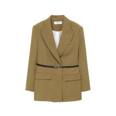 Violeta by Mango blazer met ceintuur kaki