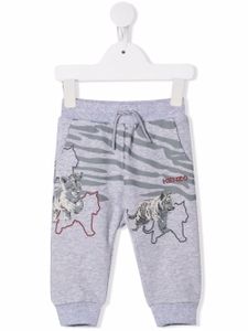 Kenzo Kids pantalon de jogging à imprimé animalier - Gris