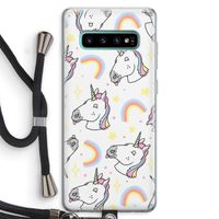Rainbow Unicorn: Samsung Galaxy S10 Plus Transparant Hoesje met koord Rainbow Unicorn: Samsung Galaxy S10 Plus Transparant Hoesje met koord