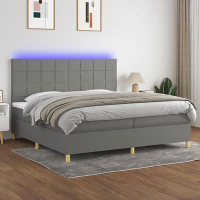 Boxspring met matras en LED stof donkergrijs 200x200 cm