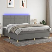 Boxspring met matras en LED stof donkergrijs 200x200 cm