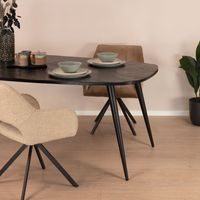 Sohome Eettafel 'Naomi' Deens ovaal, Mangohout, 220 x 110cm, kleur Zwart
