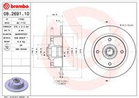 Remschijf BREMBO, Remschijftype: Massief, u.a. fÃ¼r VW