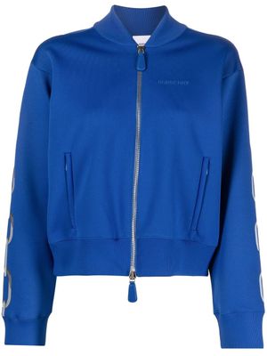 Burberry veste zippée à imprimé chaîne - Bleu
