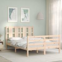 Bedframe met hoofdbord massief hout 140x200 cm