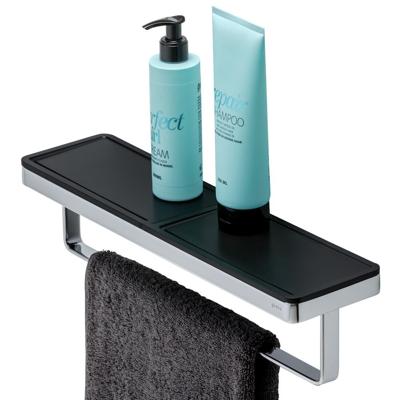 Handdoekrek Geesa Frame | 40 cm | Met plateau | Zwart-Chroom