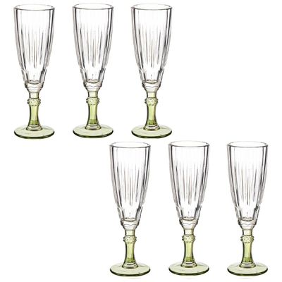 Luxe Exotic Collection Champagneglazen set 12x stuks op groen voet 170 ml