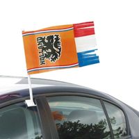 2x Oranje Holland autovlag voetbal supporter 30x35 cm - thumbnail
