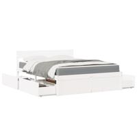 Bed met lades en matras massief grenenhout wit 160x200 cm