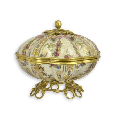 A BRONZE MOUNTED PORCELAIN BOX