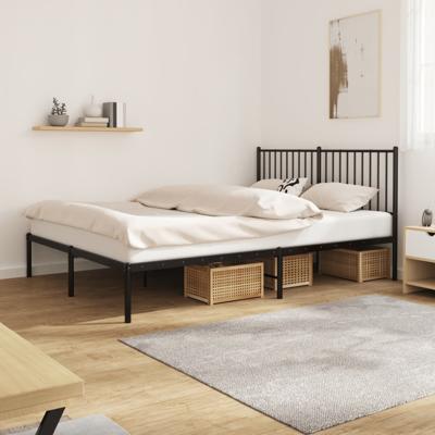 Bedframe met hoofdbord metaal zwart 160x200 cm