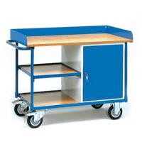 Fetra 2435 Tafel en kabinetwagen Staal Poedercoating Laadvermogen (max.): 400 kg Stralend blauw (RAL 5007)