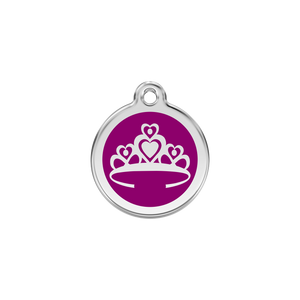 Crown Purple roestvrijstalen hondenpenning small/klein dia. 2 cm - RedDingo