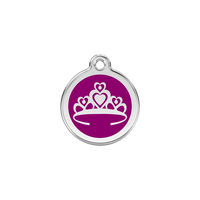 Crown Purple roestvrijstalen hondenpenning small/klein dia. 2 cm - RedDingo