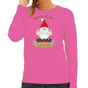 Bellatio Decorations foute kersttrui/sweater dames - Kado Gnoom - roze - Kerst kabouter 2XL  -