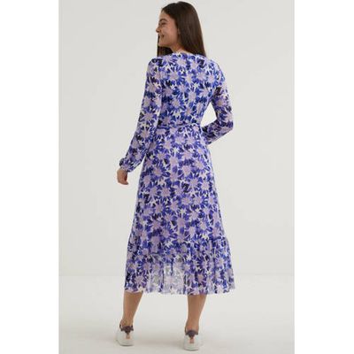 Fabienne Chapot maxi jurk Natasja Frill van gerecycled polyester paars Fabienne Chapot maxi jurk Natasja Frill van gerecycled polyester paars