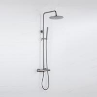Fortifura Calvi Regendoucheset - thermostatisch - 25cm hoofddouche - metalen slang - staaf handdouche - Geborsteld Gunmetal PVD SW1159500 Fortifura Calvi Regendoucheset - thermostatisch - 25cm hoofddouche - metalen slang - staaf handdouche - Geborsteld Gunmetal PVD SW1159500