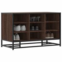Schoenenbank 84x40x53,5 cm bewerkt hout en metaal bruin eiken