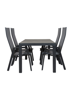 Qopps Levas tuintafel 160 x 90 mat royal Grey frame met Palsa verstelbare tuinstoel