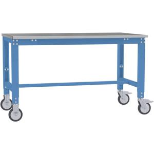 Manuflex AU7364.5012 Werktafel universele speciale mobiel met staalbeslag schijf, bxdxh = 1500 x 1000 x 752-972 mm Lichtblauw (RAL 5012)