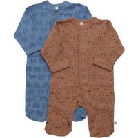 slaaprompers jongens katoen blauw roestbruin 2 stuks maat 86 - thumbnail