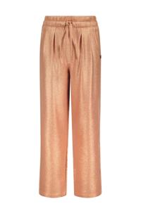 Like Flo Meisjes broek metallic crepe wide leg - Brique