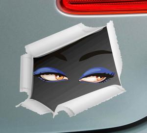 Autosticker realistische vrouw ogen gluren