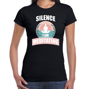 Silence I am meditating t-shirt zwart dames - Sport / hobby shirt