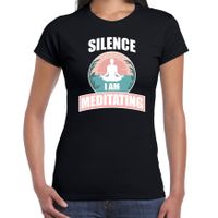 Silence I am meditating t-shirt zwart dames - Sport / hobby shirt