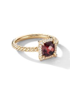 David Yurman bague Petite Châtelaine en or 18ct sertie de grenat et pavée de diamants (7 mm)