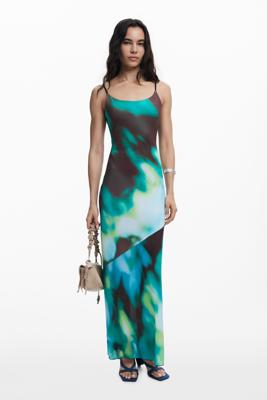 Tie-Dye jurk met bandjes - GREEN - L