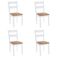 Eetkamerstoelen 4 st massief rubberwood wit