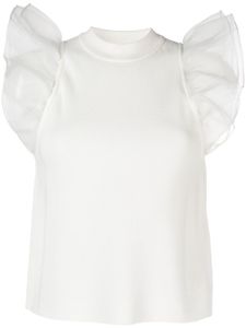 Karl Lagerfeld puff-sleeve knitted top - Blanc