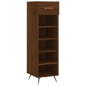 The Living Store Schoenenkast Bruineiken 30x35x105 cm - Bewerkt hout - ijzer en kunstleer