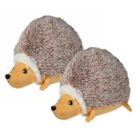 Pluche egel knuffel - 2x - lichtbruin/beige - 18 cm - dieren knuffels - egeltjes
