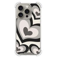 iPhone 15 Pro shockproof hoesje - Hart swirl zwart