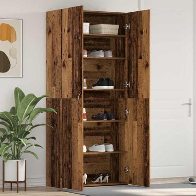 Schoenenkast met plank Bruin 80 x 35.5 x 180 cm Bewerkt hout