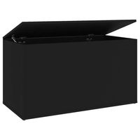 The Living Store Opbergbox - Dekenkist - 84x42x46 cm - zwart - bewerkt hout - thumbnail