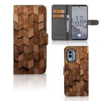 Book Style Case voor Nokia X30 Wooden Cubes | Portemonnee hoesje
