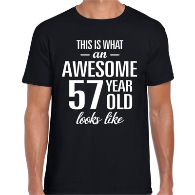 Awesome 57 years - geweldig 57 jaar cadeau t-shirt - zwart - voor heren - Verjaardag cadeau