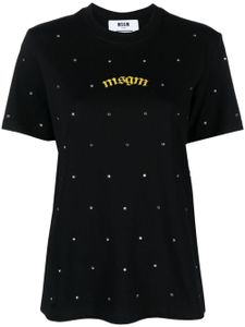 MSGM t-shirt strassé à logo imprimé - Noir