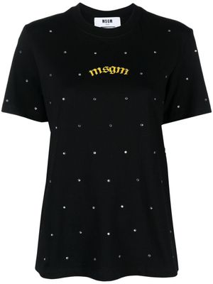 MSGM t-shirt strassé à logo imprimé - Noir