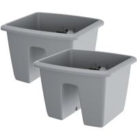 Prosperplast Balkon Plantenpot - 3x - lichtgrijs - kunststof - voor op railing - 29 x 29 cm