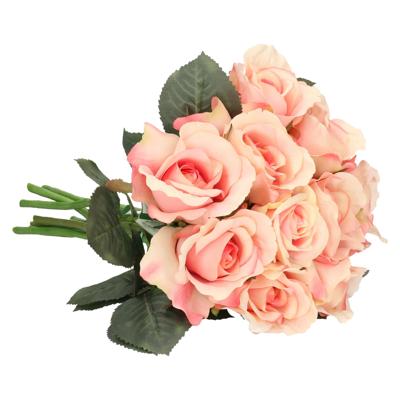 Topart Kunstbloem - 10x - roos Alice - de luxe - roze - 30 cm - kunststof steel - decoratie Topart Kunstbloem - 10x - roos Alice - de luxe - roze - 30 cm - kunststof steel - decoratie