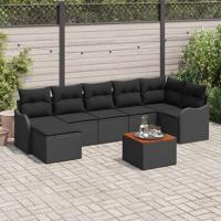 Tuinbankenset met kussen 8 pcs Zwart poly rattan