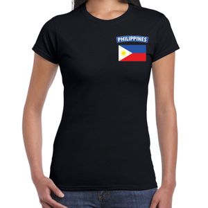 Philippines t-shirt met vlag Filipijnen zwart op borst voor dames