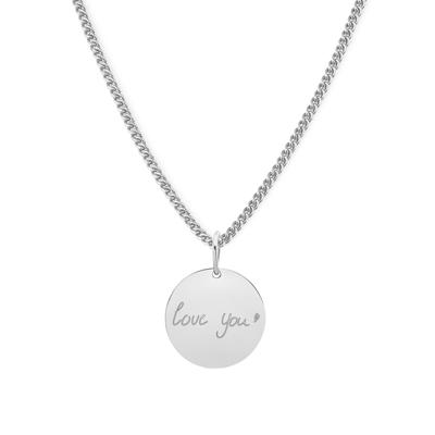 Gepersonaliseerde handschrift ketting - Stainless steel - Zilver - Rond 13 mm