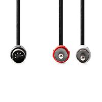 DIN-Audiokabel | DIN 5-Pins Male | 2x RCA Male | Vernikkeld | 1.00 m | Rond | PVC | Zwart | Label - thumbnail