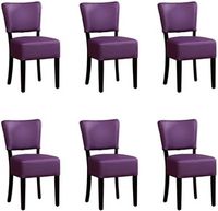 Set van 6 Paarse leren landelijke eetkamerstoelen Rest - Toledo Leer Aubergine (paars leer)