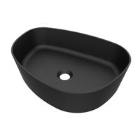 Arcqua Rocker waskom - 50x37x13cm - opbouw - rechts - organisch - cast marble zwart mat WAS123440 - thumbnail